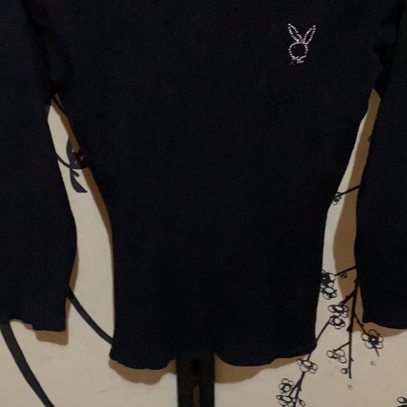 VTG 2000’s Playboy Women’s Black T Shirt Embelished W/Rhinestones Playboy Logo - Picture 8 of 14